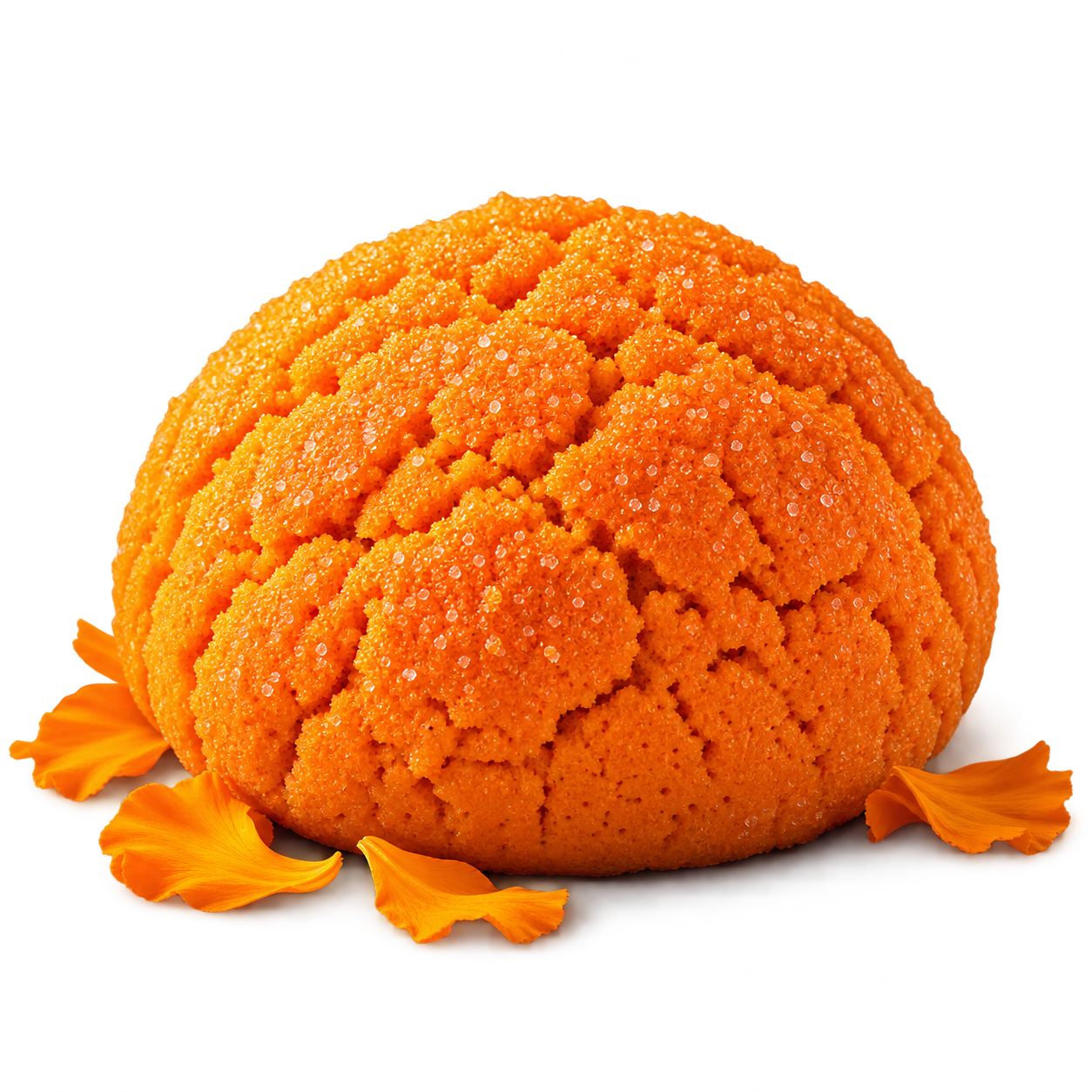 Ofrenda Cempasúchil, conchita naranja de pan de muerto